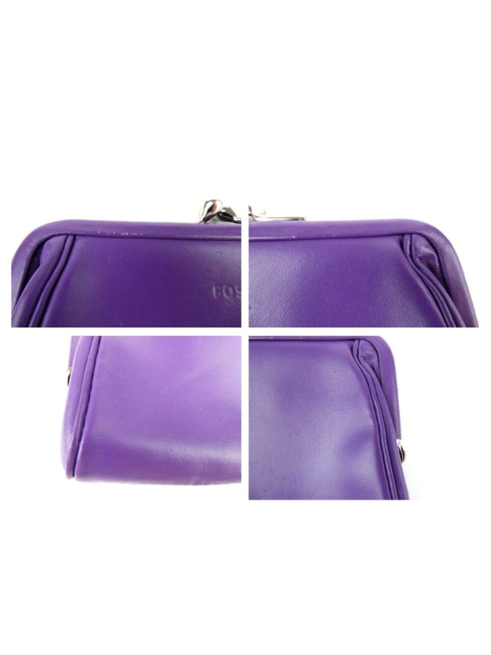 Fossil Purple Leather Kiss Lock Coin Purse - Picture 9 of 14